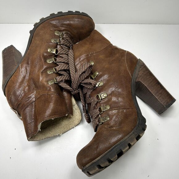 Y2K Nine West Vintage America Shoes Womens 9 Brown Chunky Lug Boho Grunge Indie - Picture 4 of 8